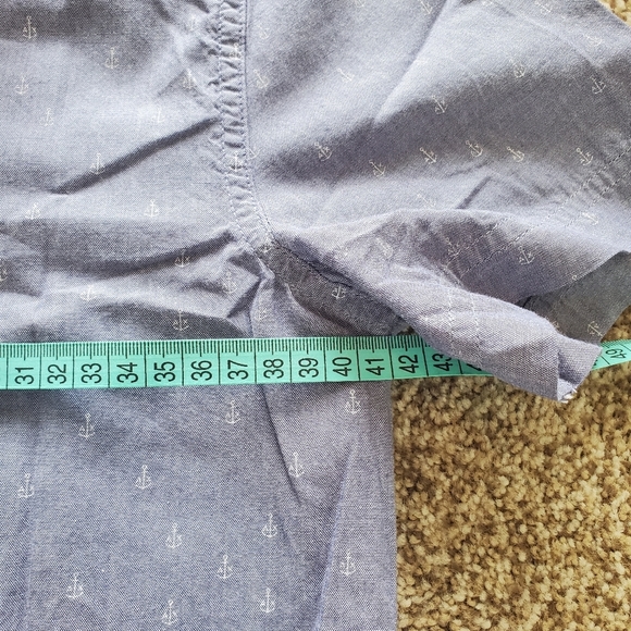 Armani Exchange Dress Shirt Men's XS Blue Anchor Pattern Short Sleeve Button Up - Picture 4 of 6